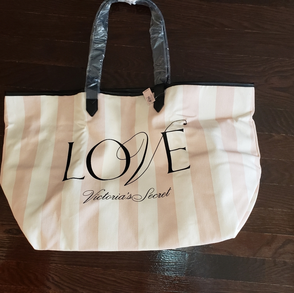 Signature Victoria's Secret stripe tote bag NWT
